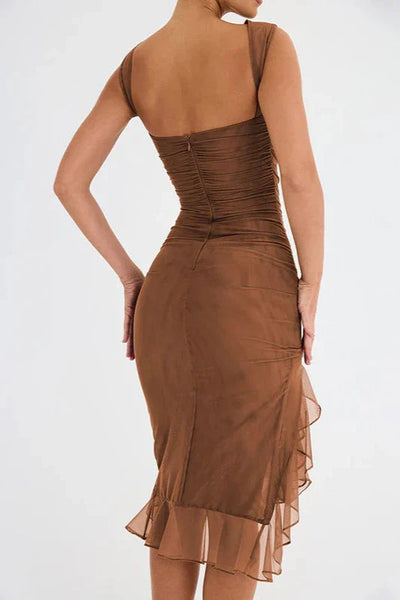 Brit & Boho™️ Scarlett I Ruffle Ruched Party Dress