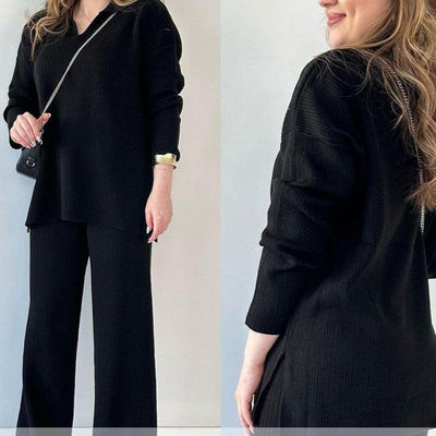 Sophia™ | Casual Two-Piece Set with V-Neck and Slit